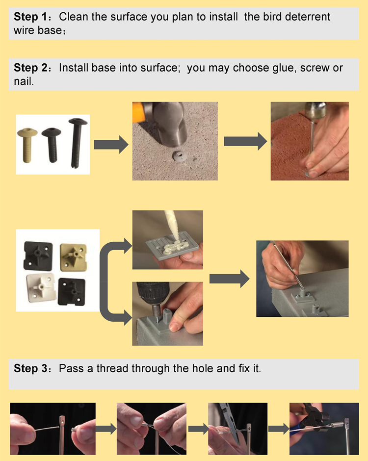 bird deterrent wire installation step