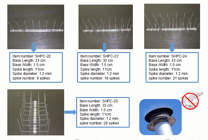 anti bird spike size