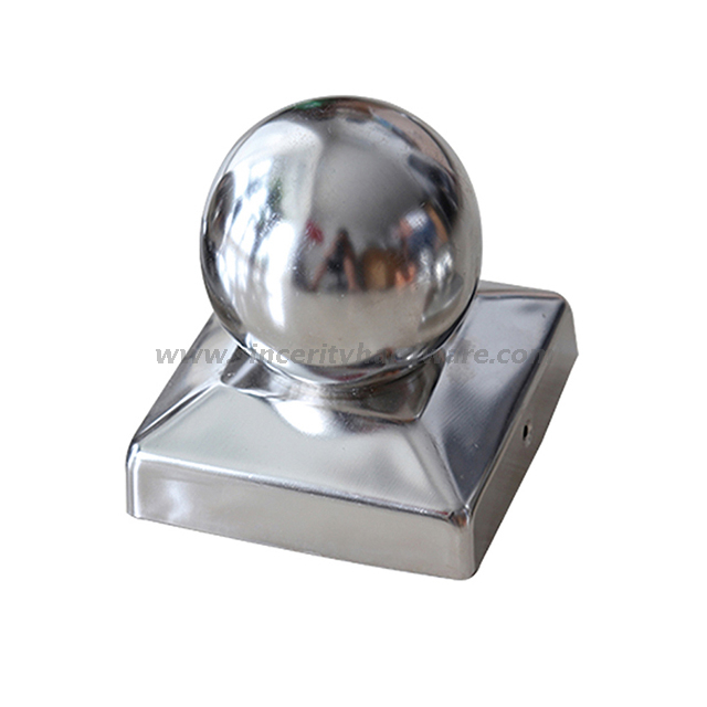 SHSSPCB-03: 4x4 Inch Decorative Round Stainless Steel Fence Post Caps